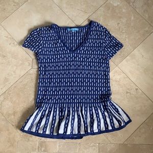 Antonio Melani Knit Peplum Blue Top Medium